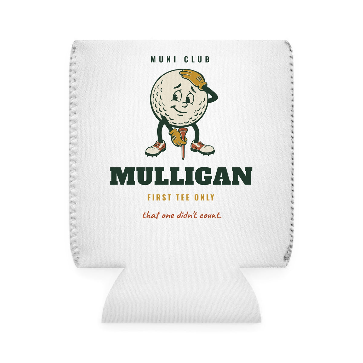 Mulligan Can Cooler in White, front view