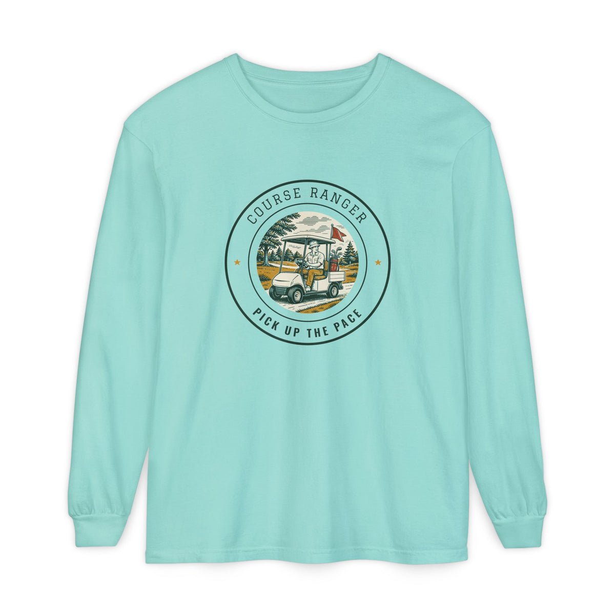 Course Ranger Long Sleeve Tee in Chalky Mint, front view