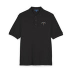 Public Links Arch Polo in Black, embroidery close-up