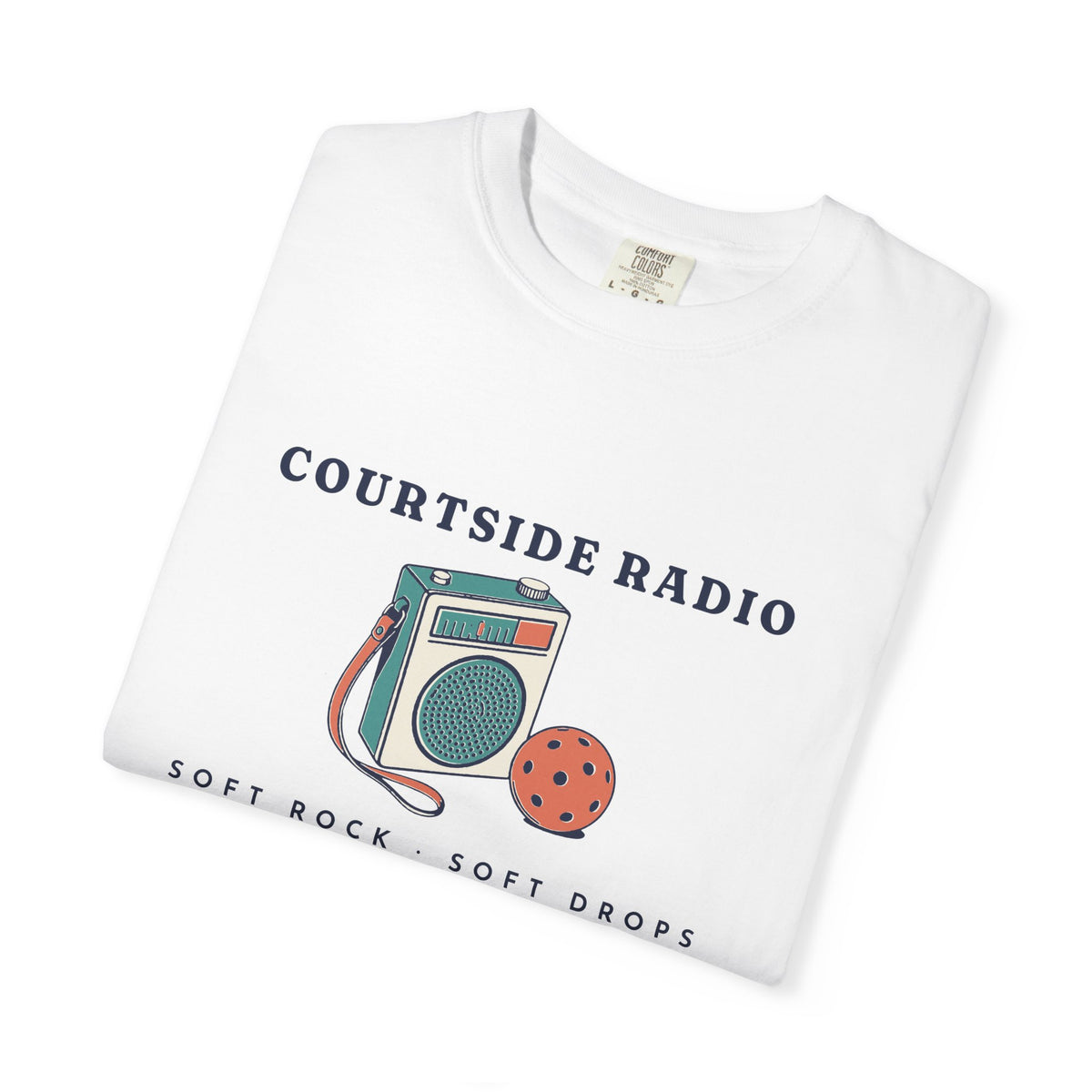 Courtside Radio Tee in White, folded
