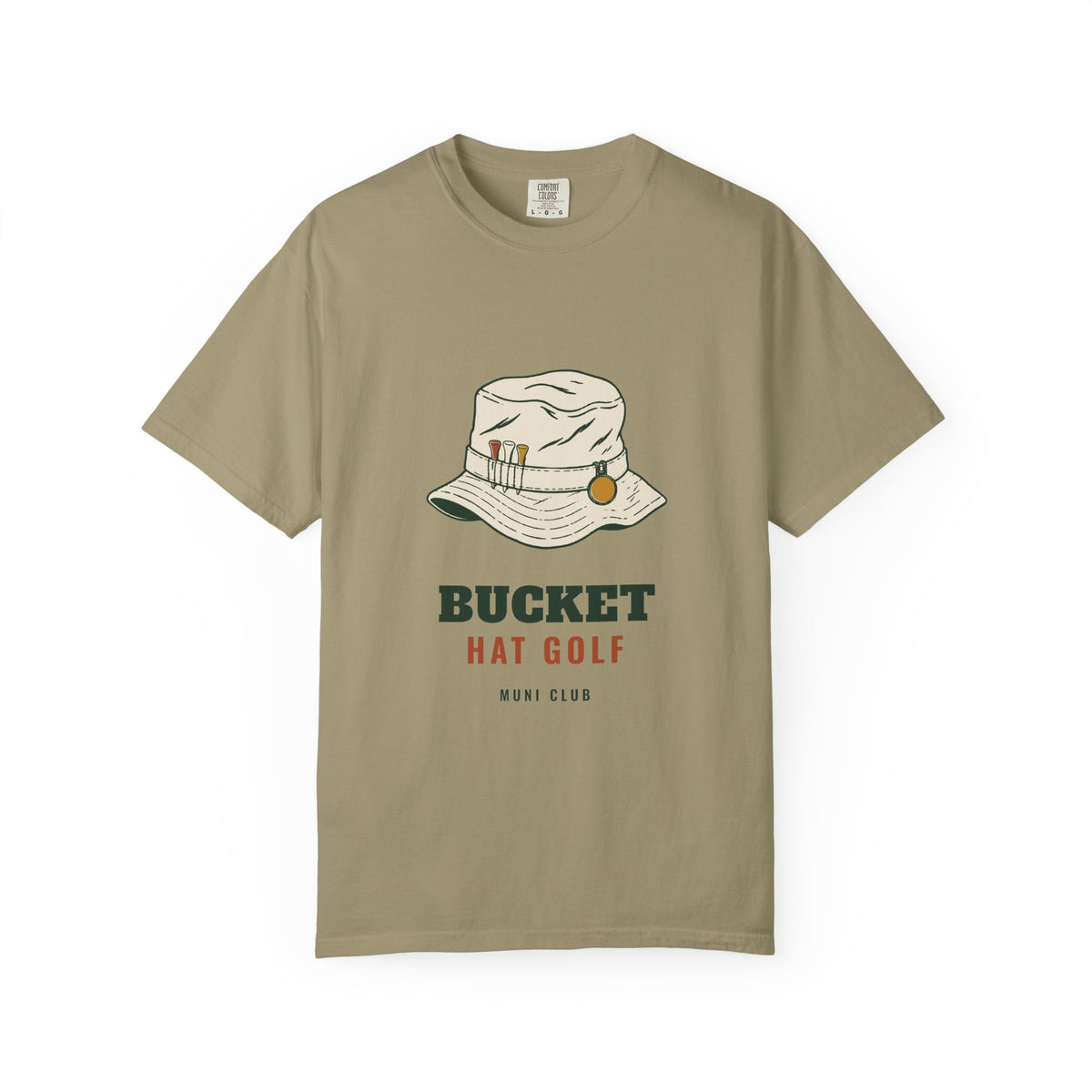 Bucket Hat Golf Tee in Khaki, front view