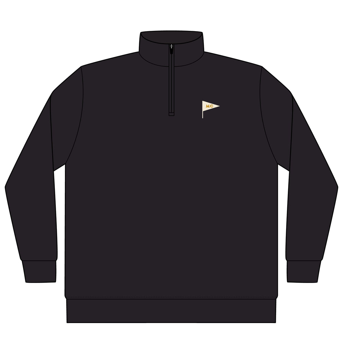 MC Pennant Quarter-Zip in Black, front view