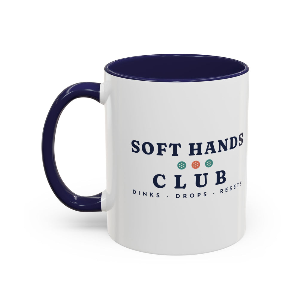 Soft Hands Club Mug in Navy, design, handle left