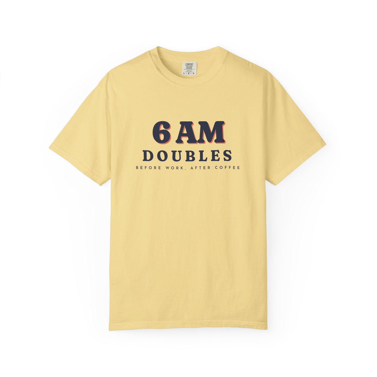 6 AM Doubles Tee in Butter, front view