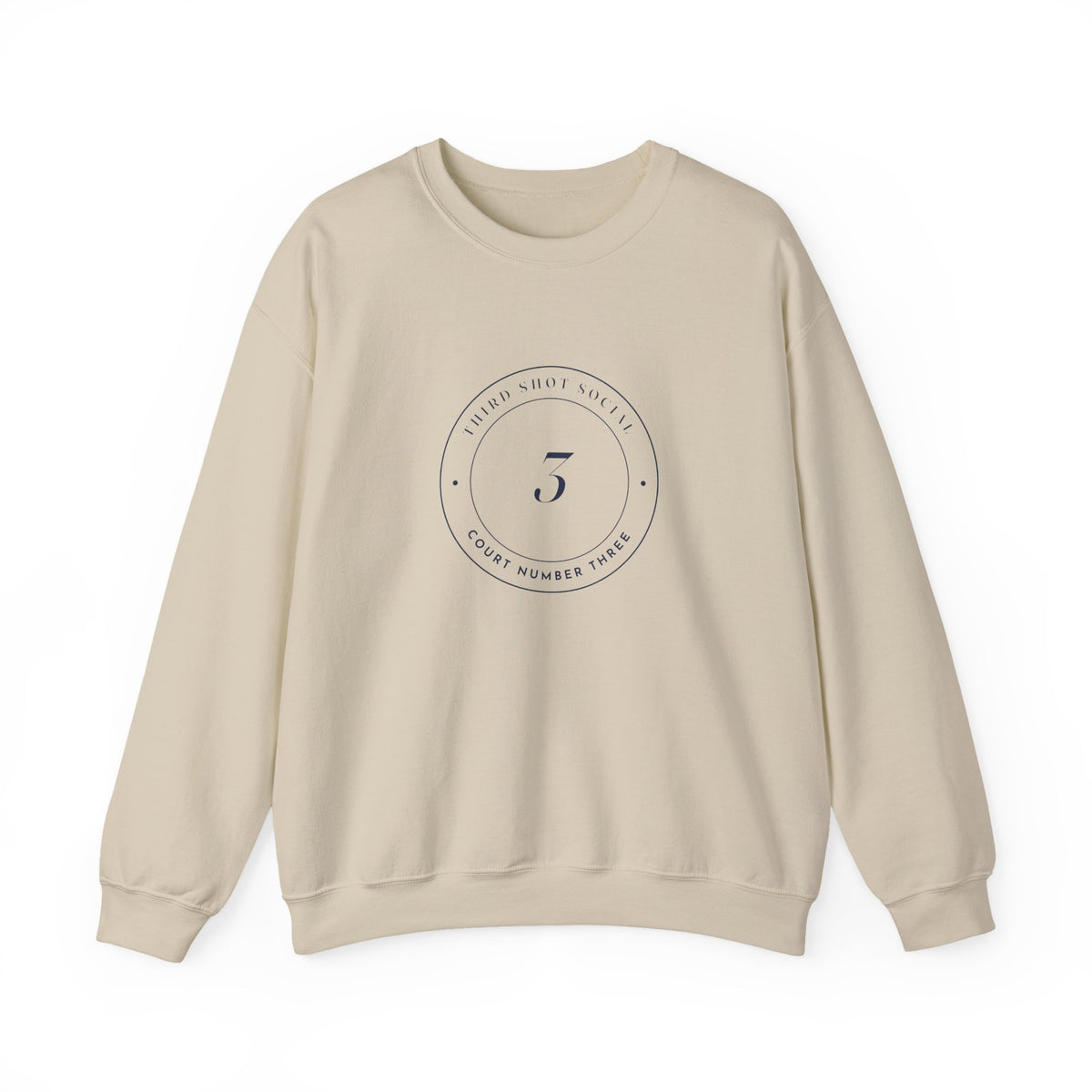 Court Three Seal Crewneck in Sand, front view