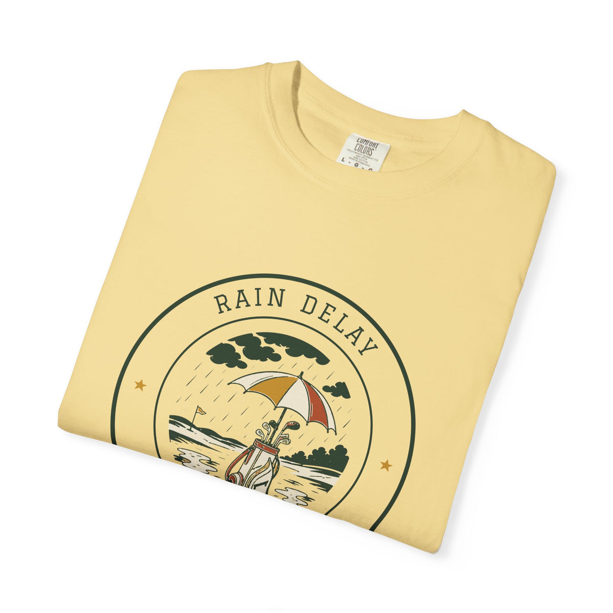 Rain Delay Tee in Butter, folded