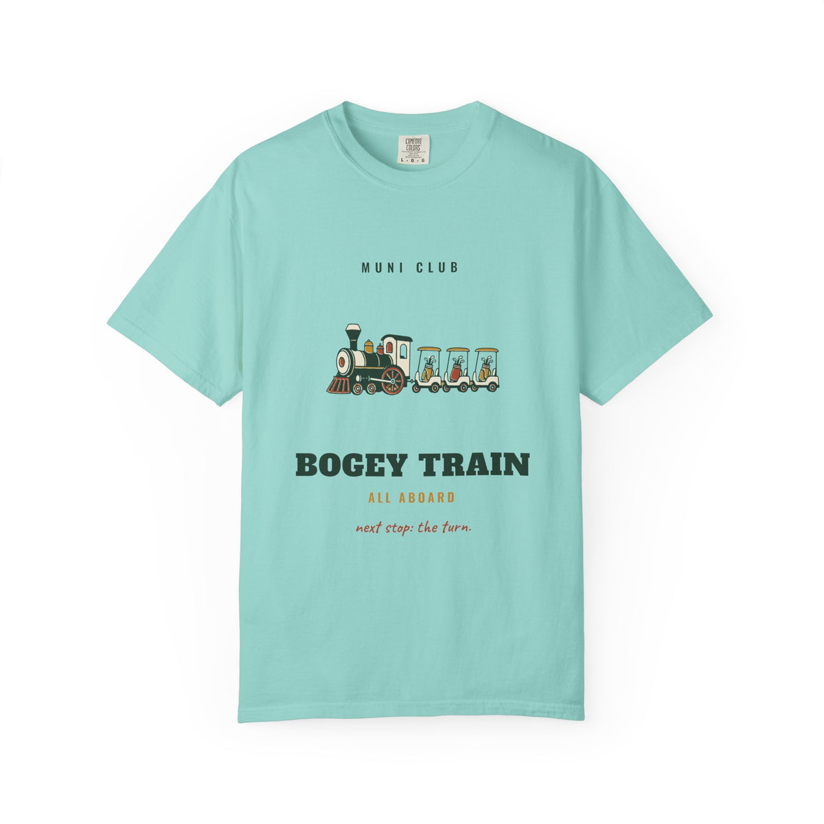 Bogey Train Tee in Chalky Mint, front view