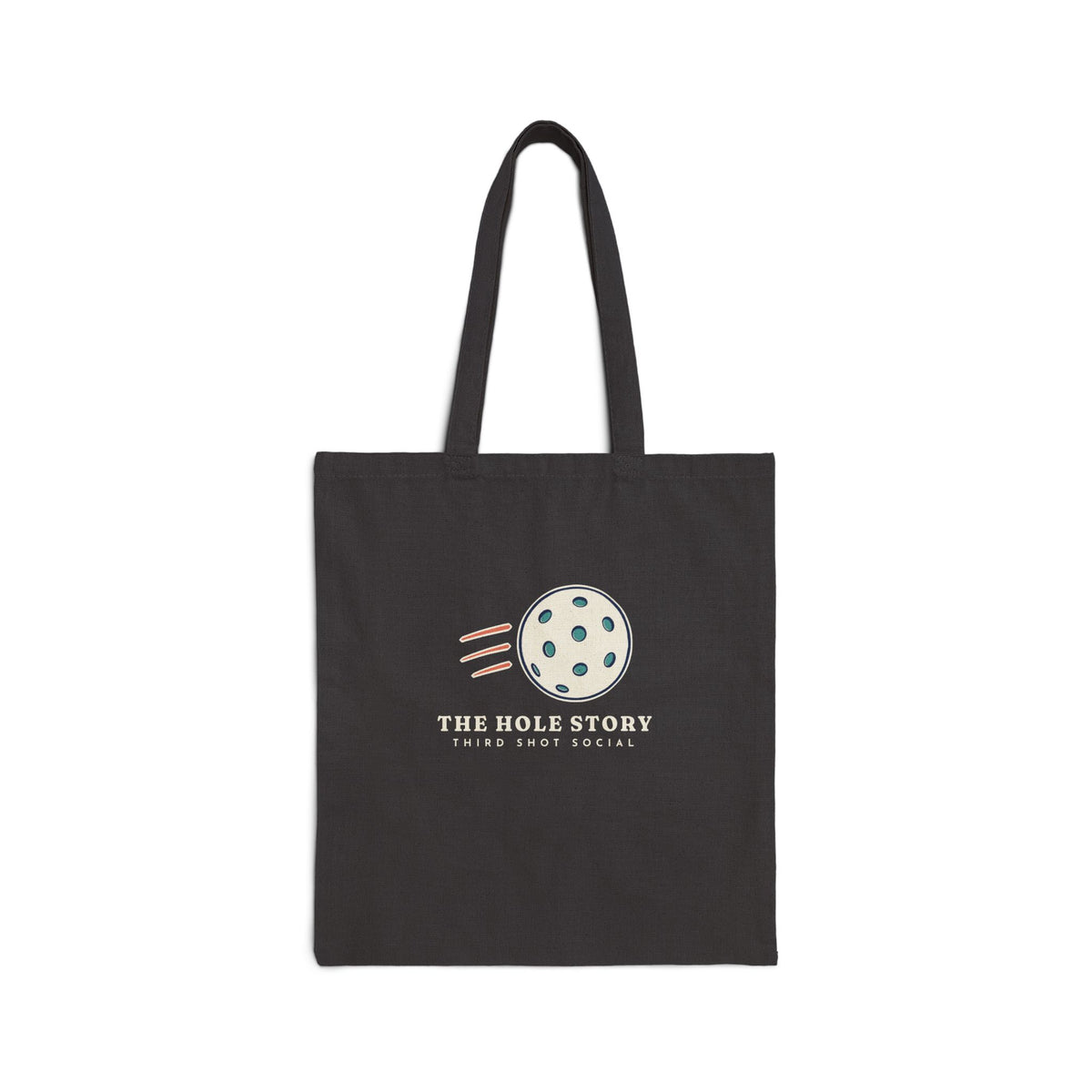 The Hole Story Tote in Black, front view