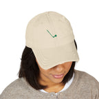 Seven Iron Dad Hat in Khaki, on model