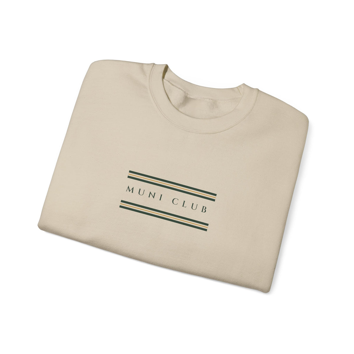 Club Stripe Crewneck in Sand, folded