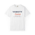Varsity Dinking Tee in White, front view