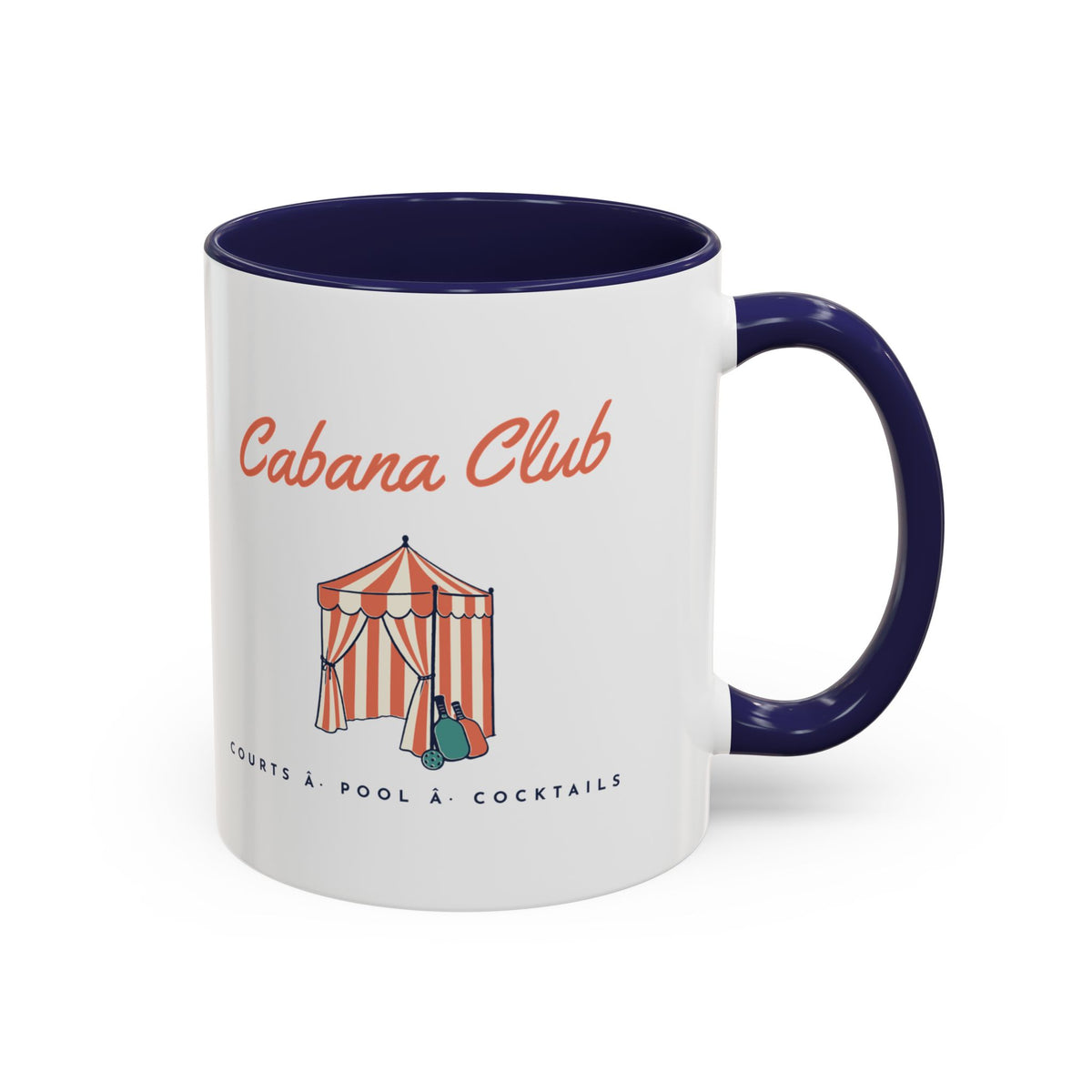 Cabana Club Mug in Navy, design, handle right