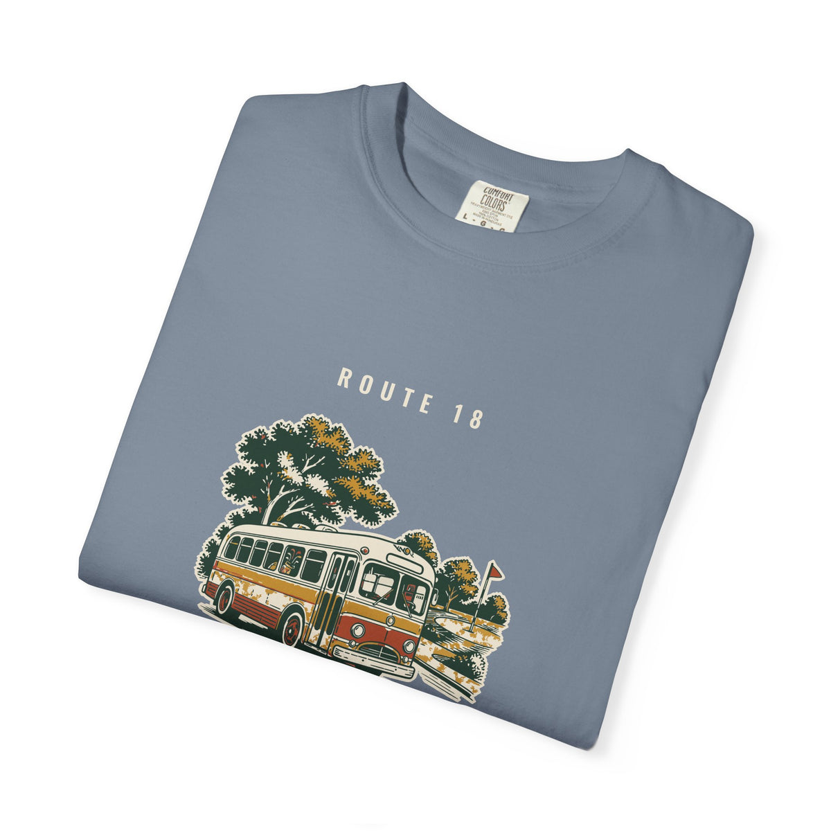 Route 18 Tee in Blue Jean, folded
