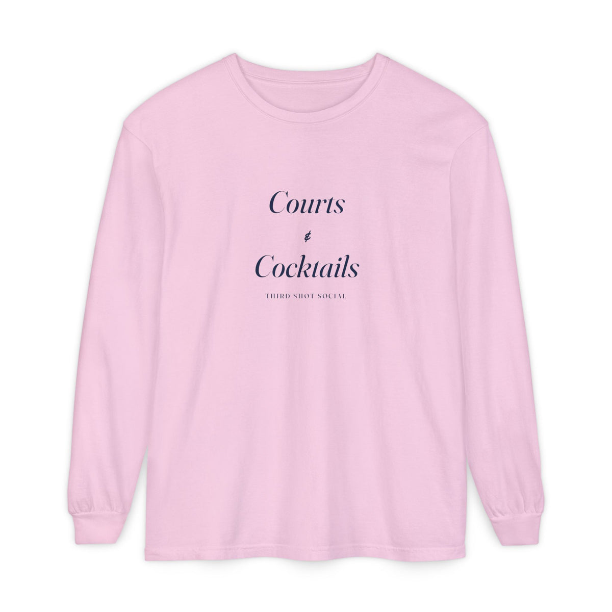 Courts & Cocktails Italic Long Sleeve Tee in Blossom, front view