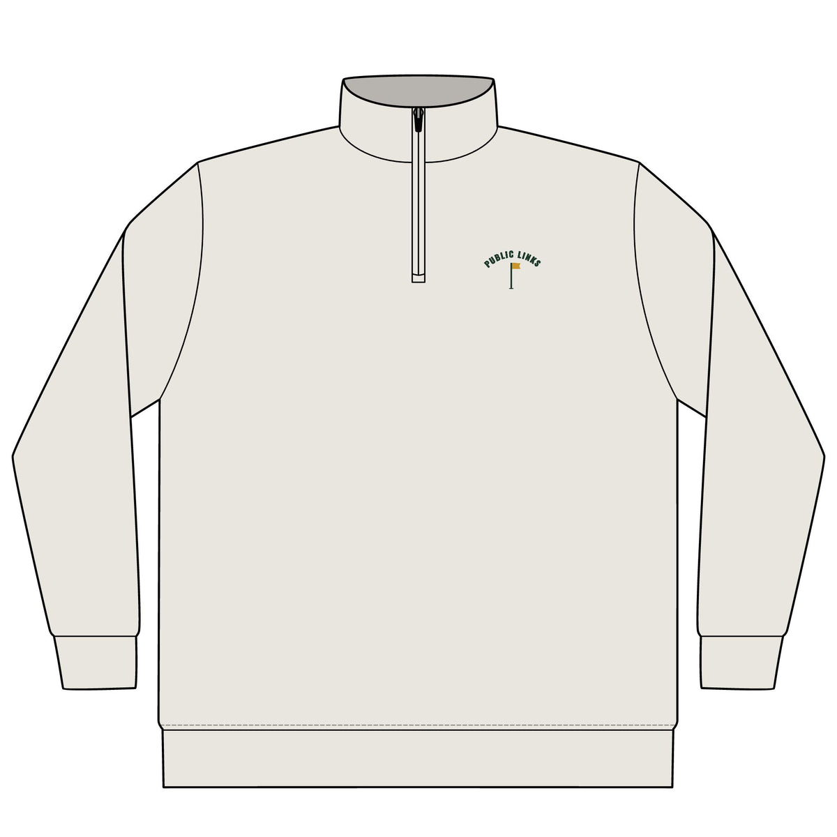 Public Links Arch Quarter-Zip in Bone, front view