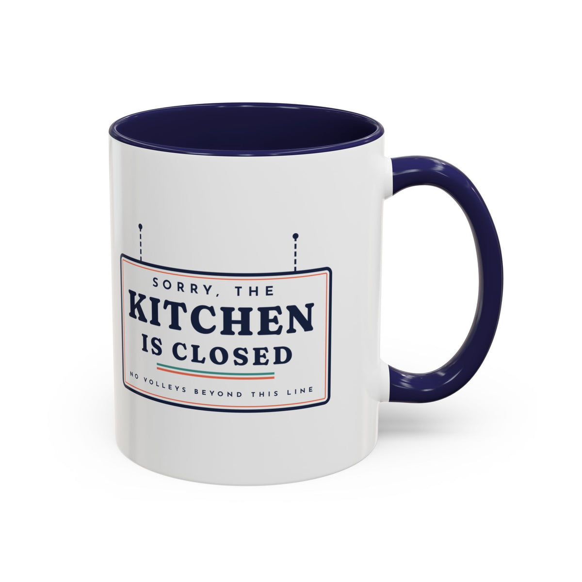 Kitchen Closed Mug in Navy, design, handle right