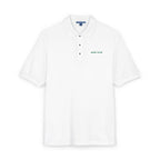 Muni Club Wordmark Polo in White, embroidery close-up