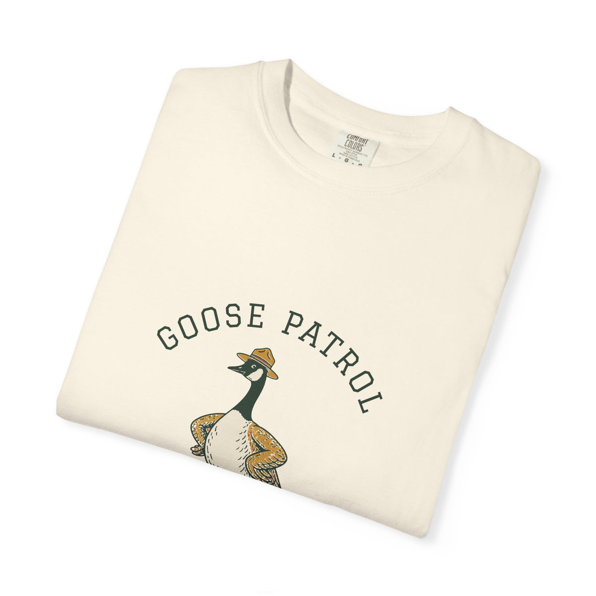 Goose Patrol Tee in Ivory, folded