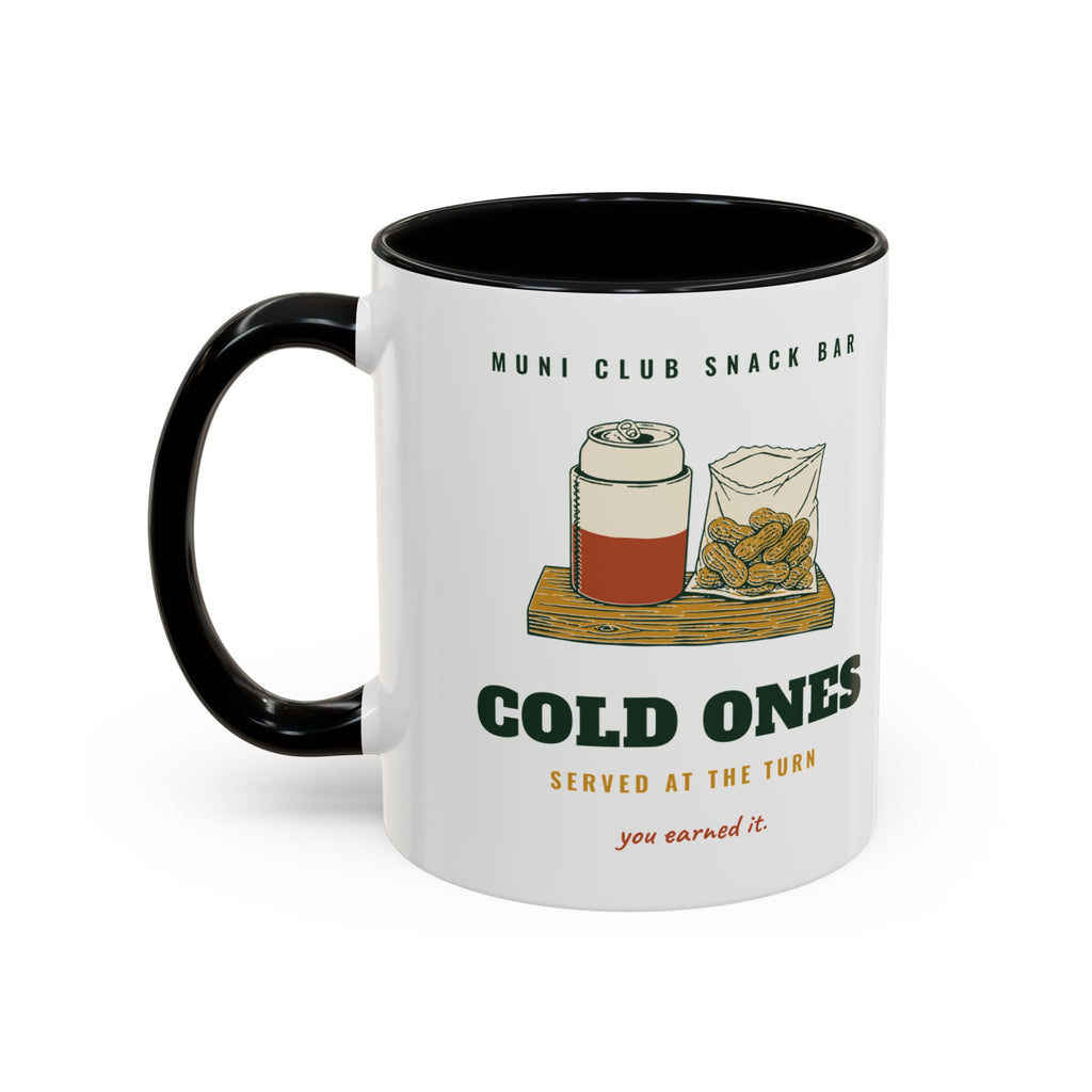 Cold Ones Mug in Black, design, handle left