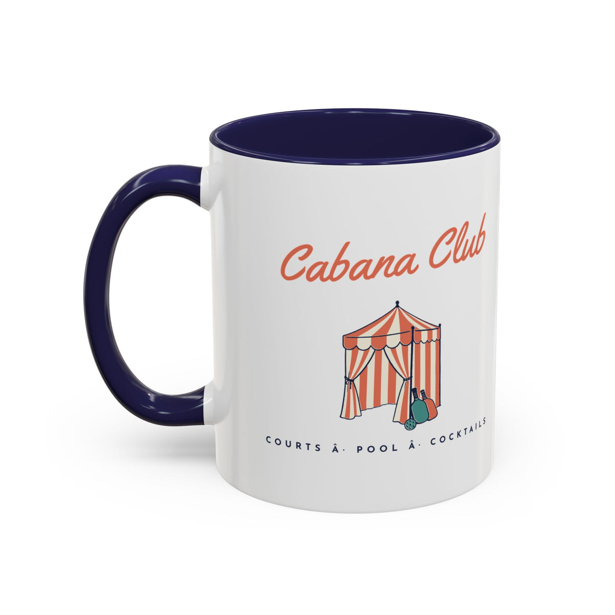Cabana Club Mug in Navy, design, handle left