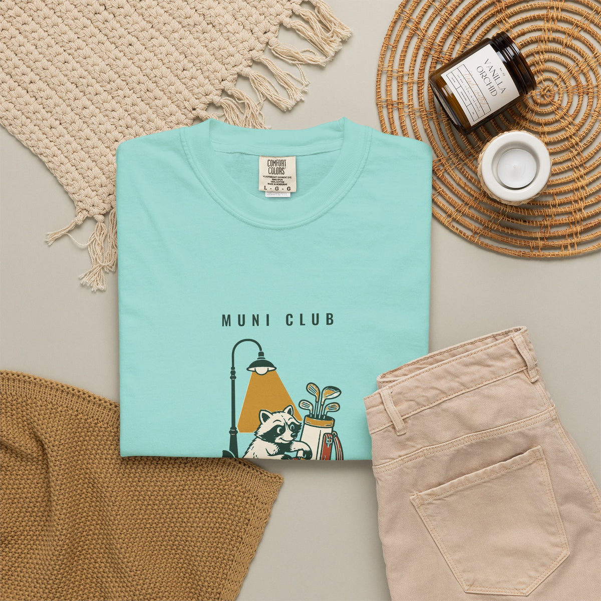 Night Shift Tee in Chalky Mint, flat lay