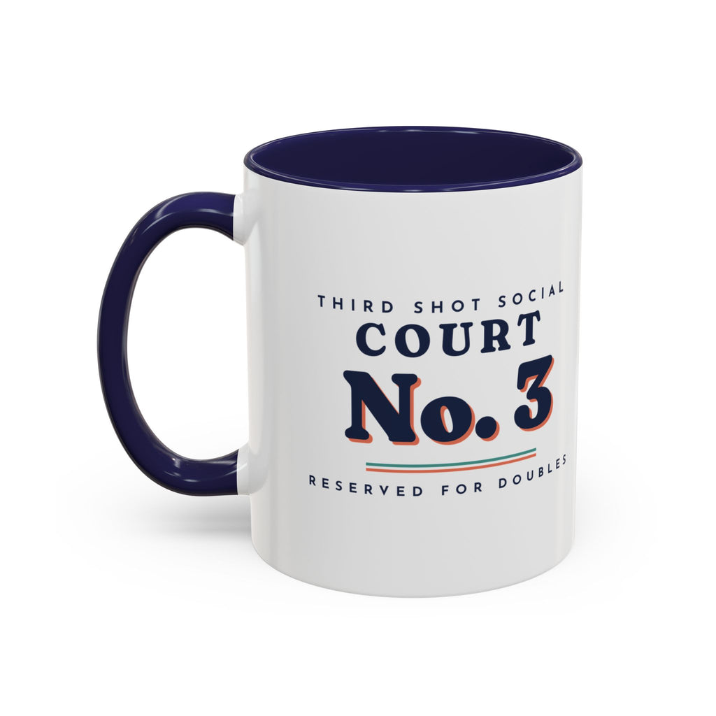 Court No. 3 Mug in Navy, design, handle left