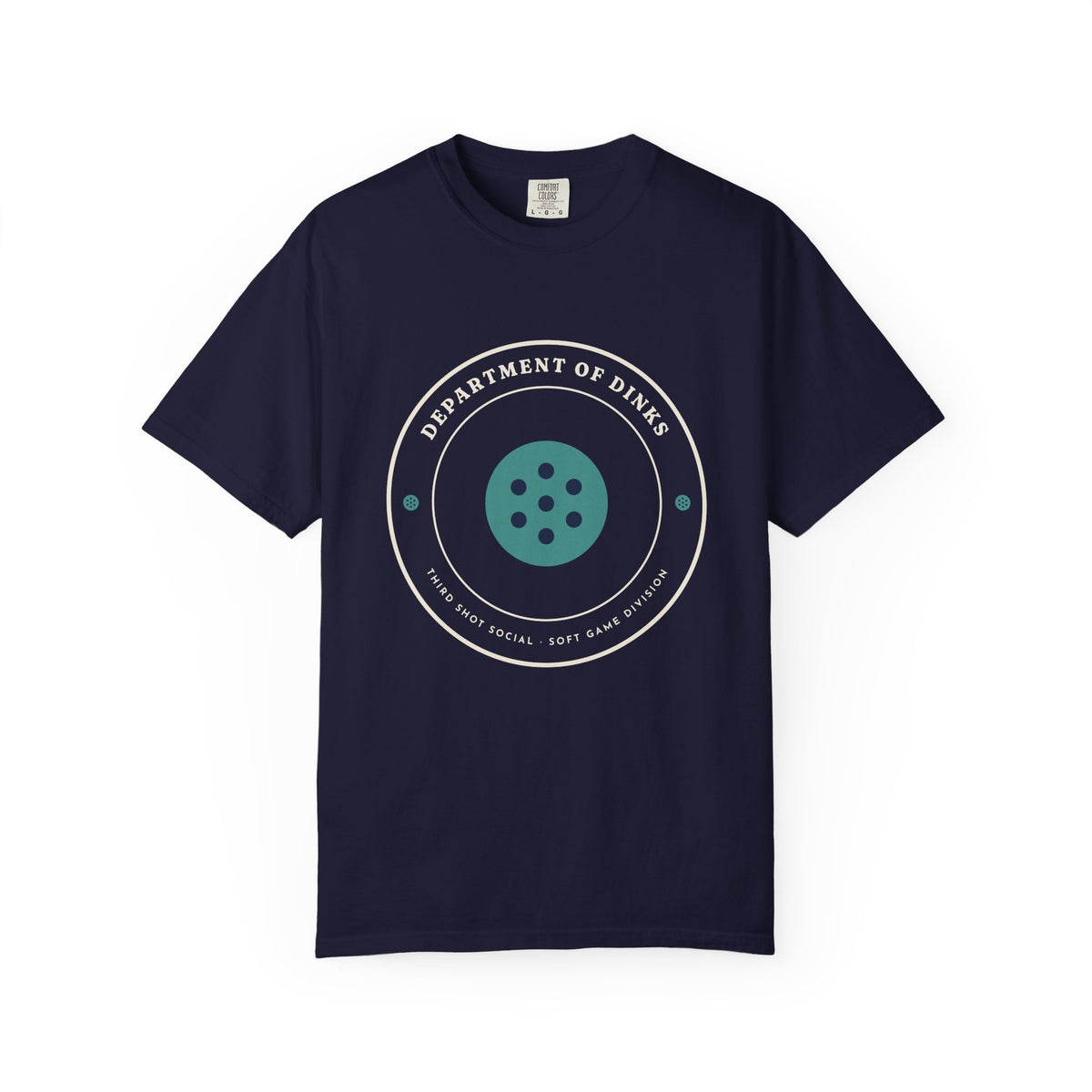 Department of Dinks Tee in True Navy, front view