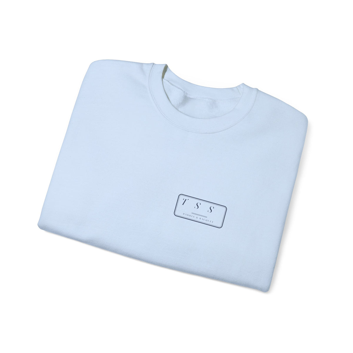 Monogram Shield Crewneck in Light Blue, folded