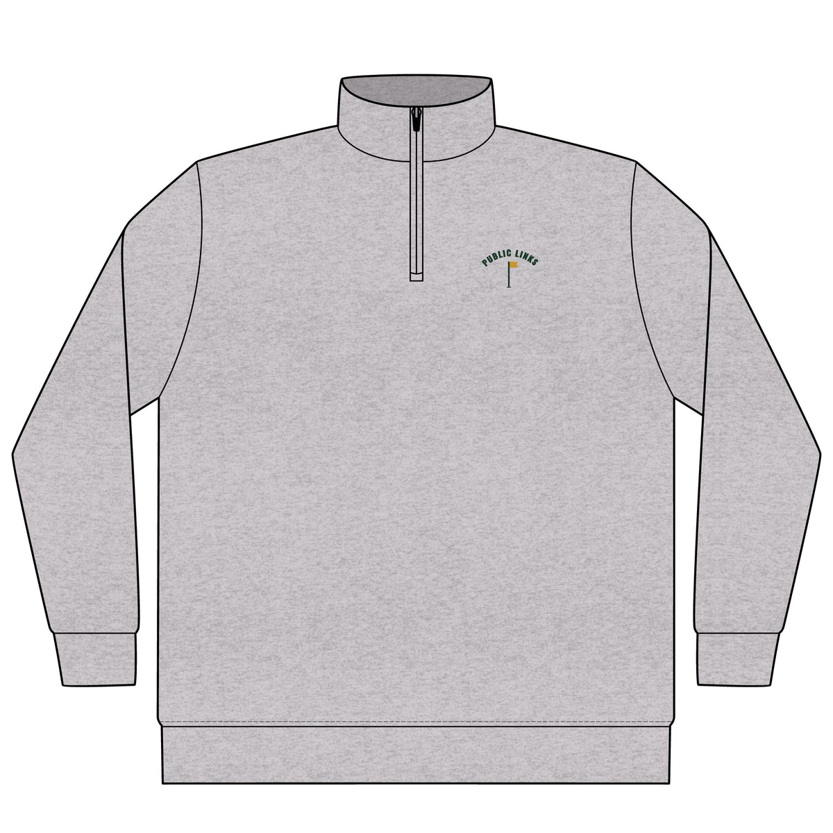 Public Links Arch Quarter-Zip in Grey Heather, front view