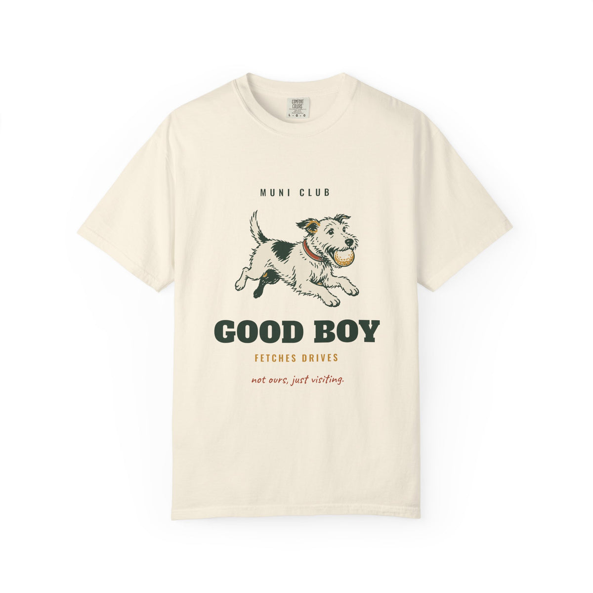 Good Boy Tee in Ivory, front view
