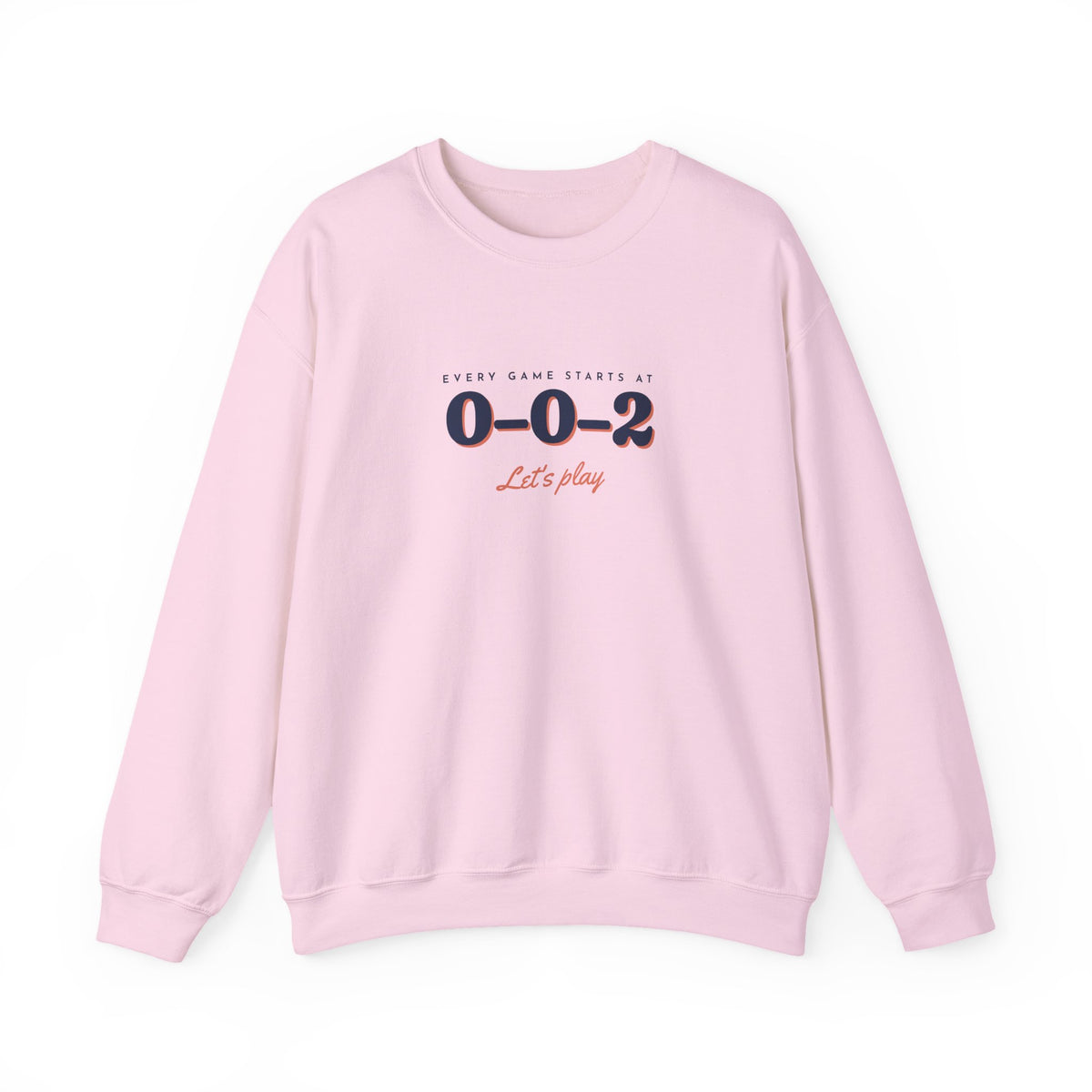 0–0–2 Crewneck in Light Pink, front view