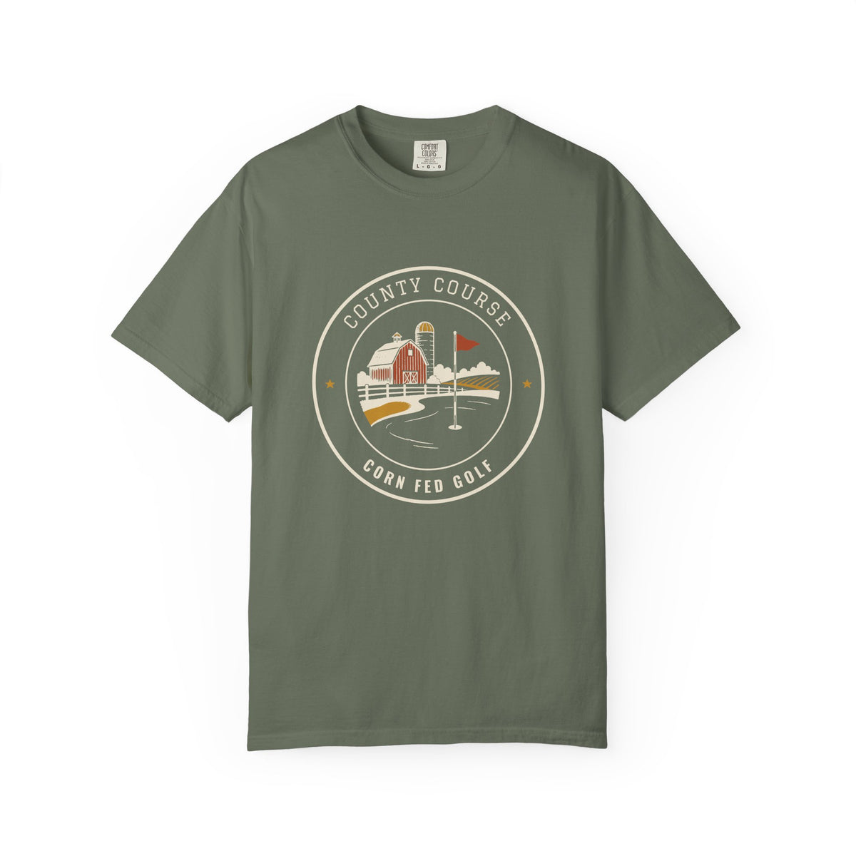 County Course Tee in Moss, front view