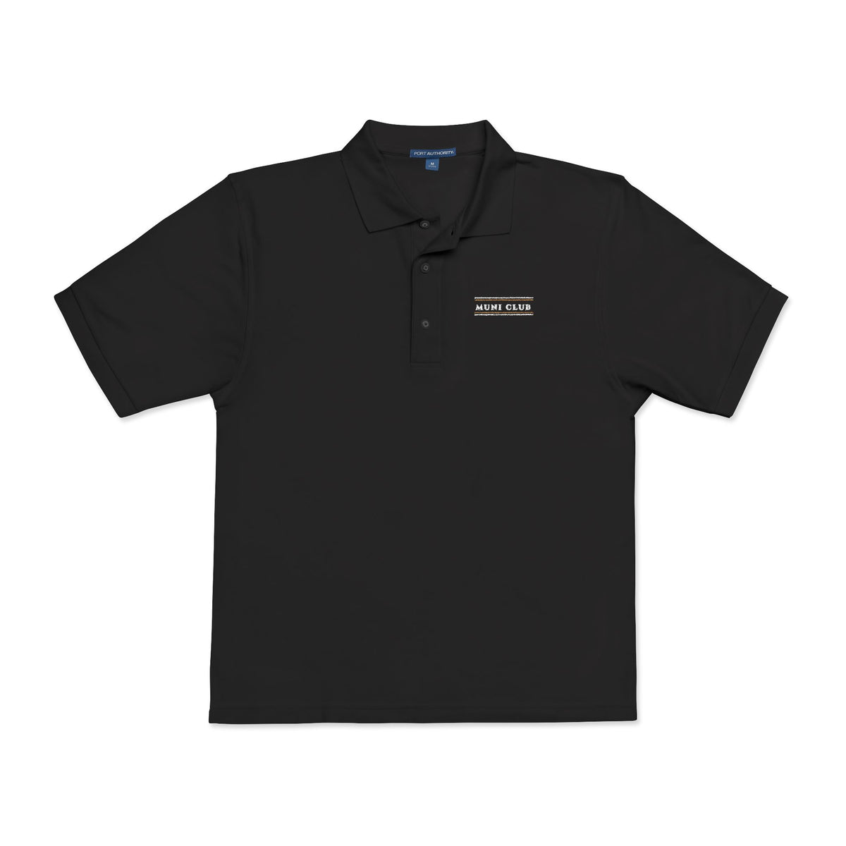 Club Stripe Polo in Black, front view