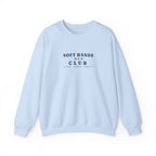 Soft Hands Club Crewneck in Light Blue, front view