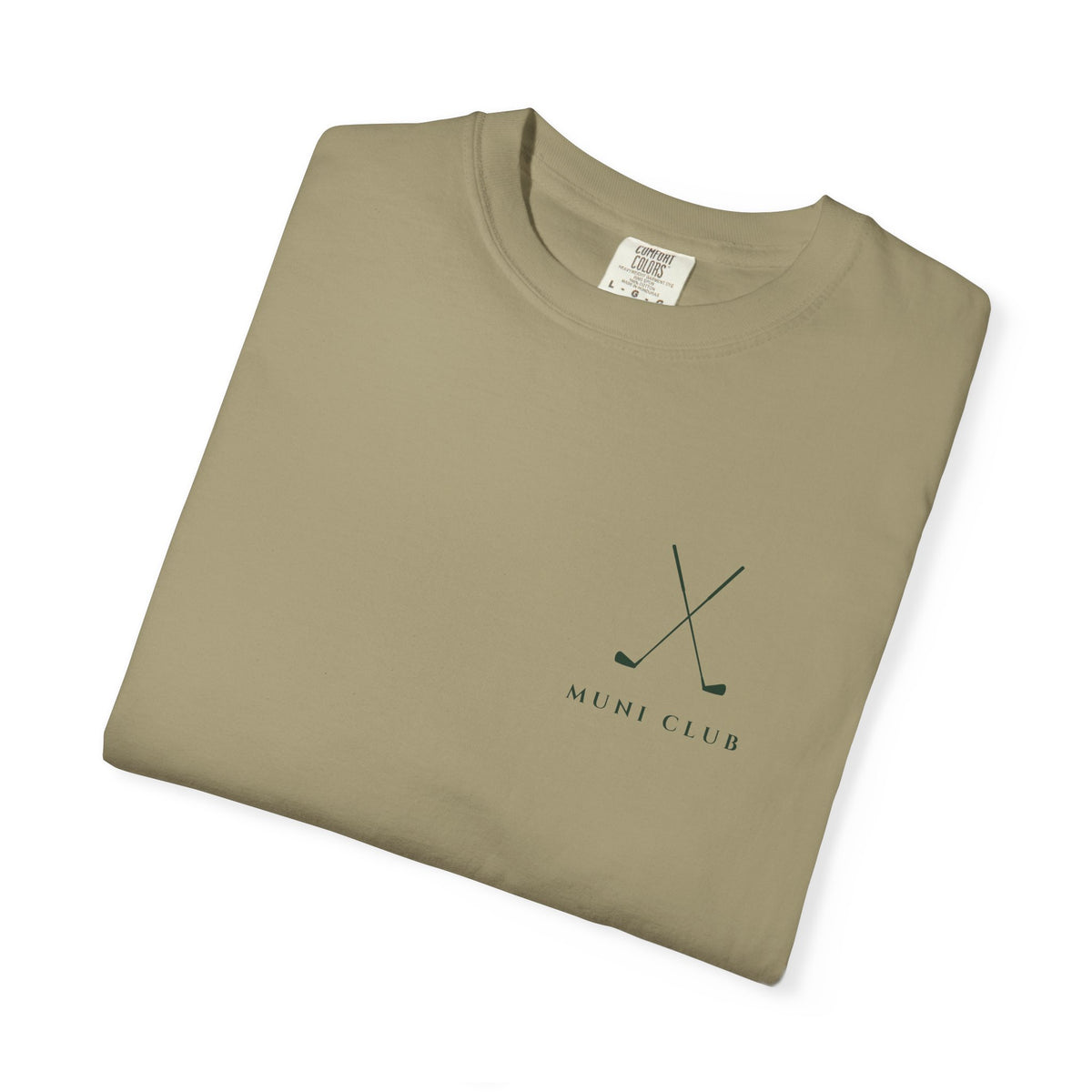 Crossed Irons Chest Mark Tee in Khaki, folded