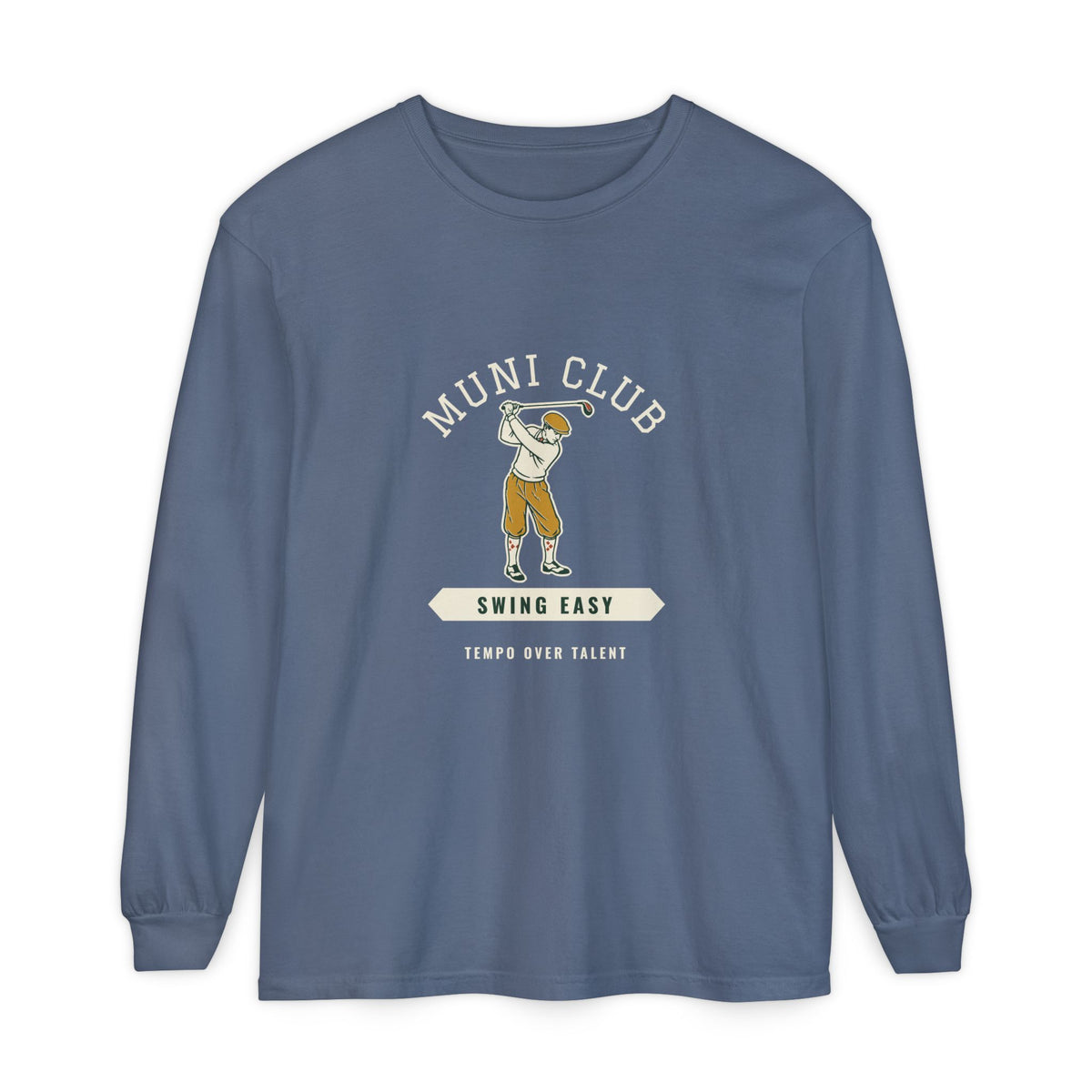 Swing Easy Long Sleeve Tee in Blue Jean, front view