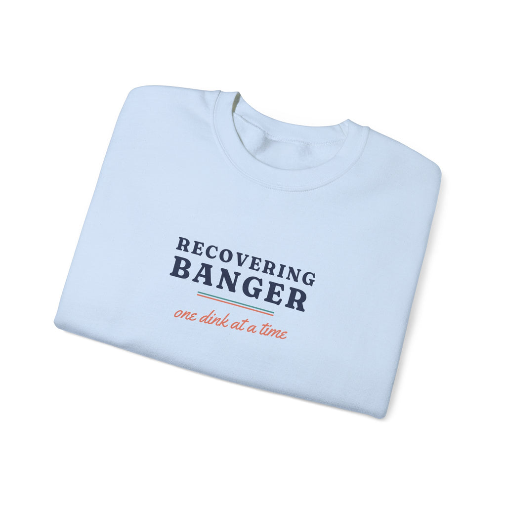 Recovering Banger Crewneck in Light Blue, folded