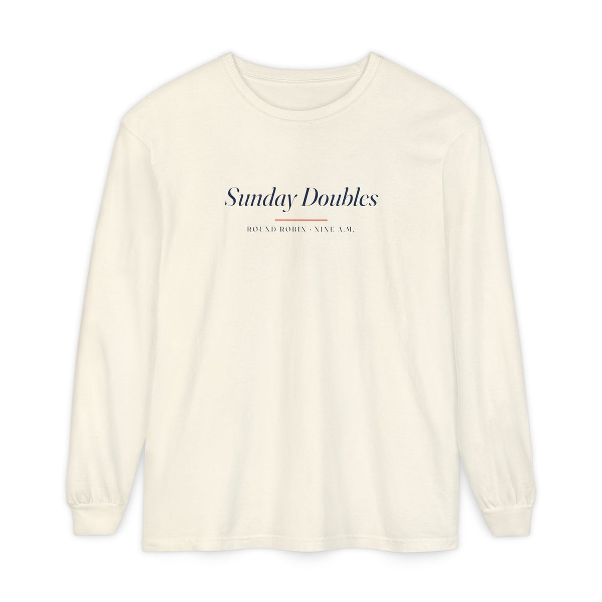 Sunday Doubles Long Sleeve Tee in Ivory, front view