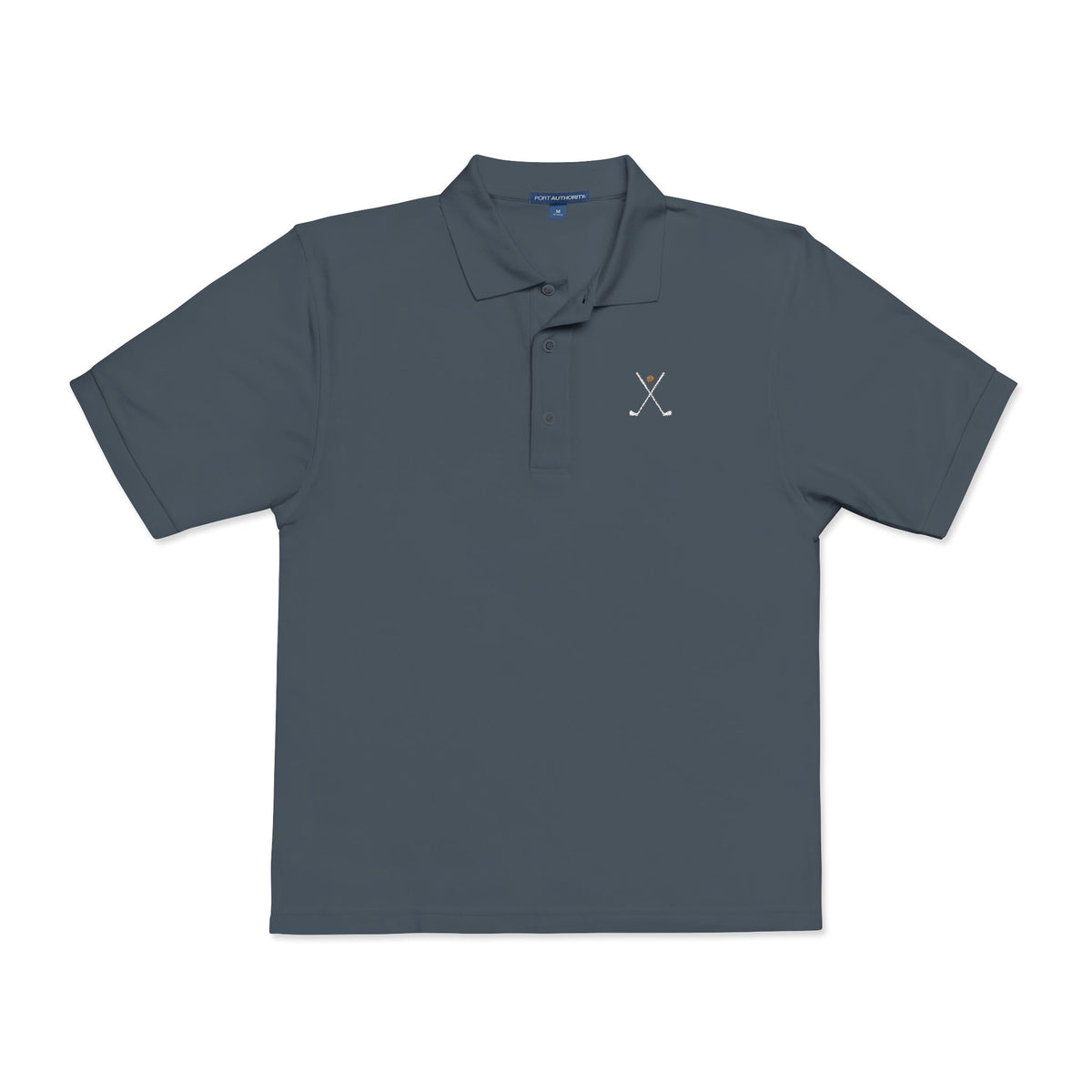Crossed Irons Polo in Steel Grey, front view