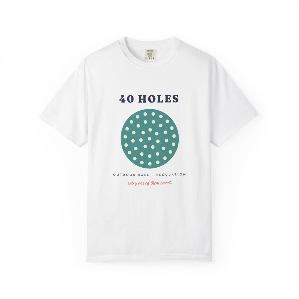 40 Holes Tee in White, front view