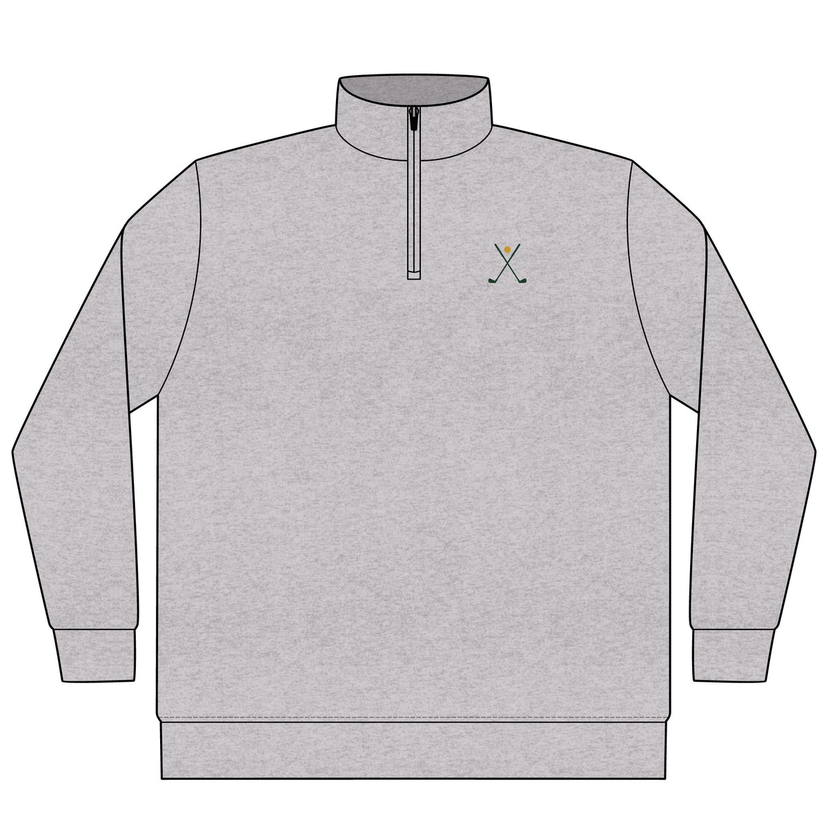 Crossed Irons Quarter-Zip in Grey Heather, front view