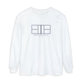 Court Line Drawing Long Sleeve Tee in White, front view
