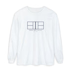 Court Line Drawing Long Sleeve Tee in White, front view