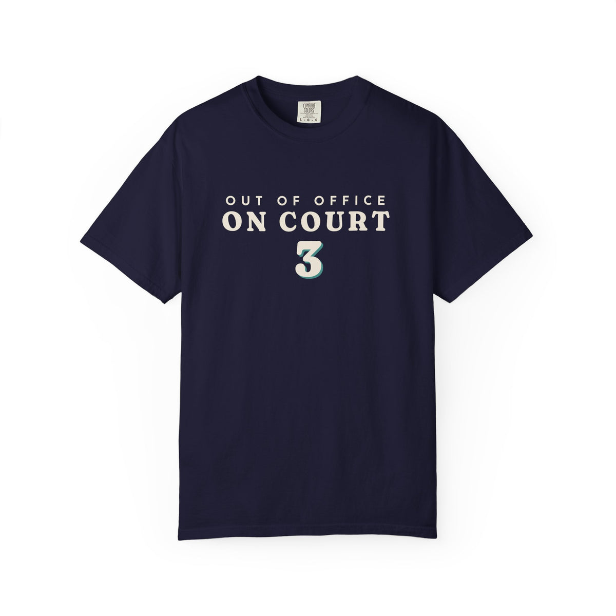 Out of Office Tee in True Navy, front view