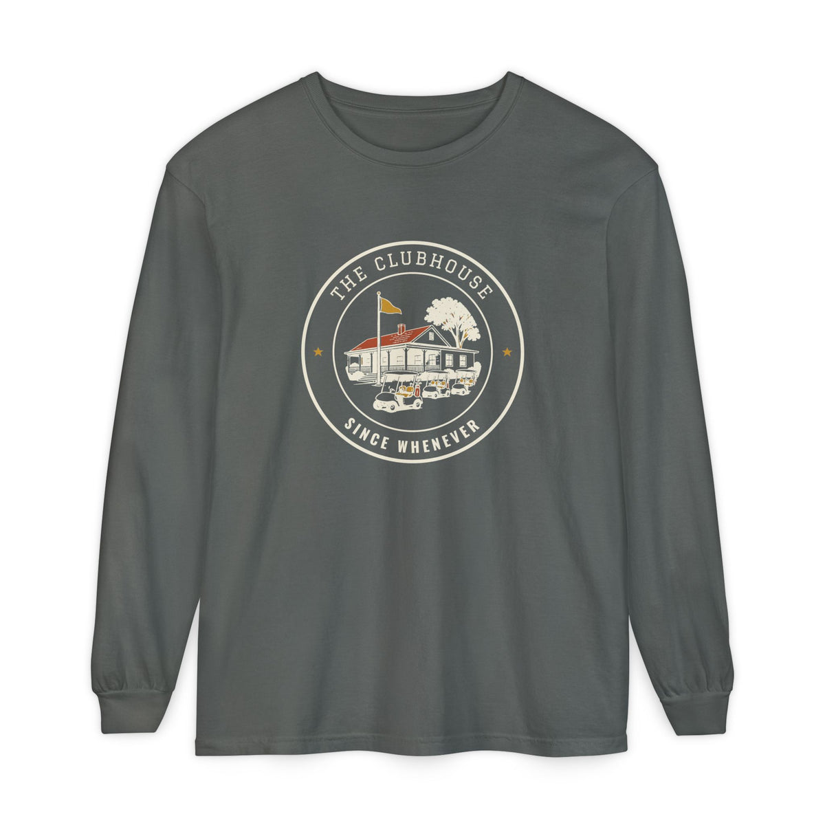 The Clubhouse Long Sleeve Tee in Pepper, front view