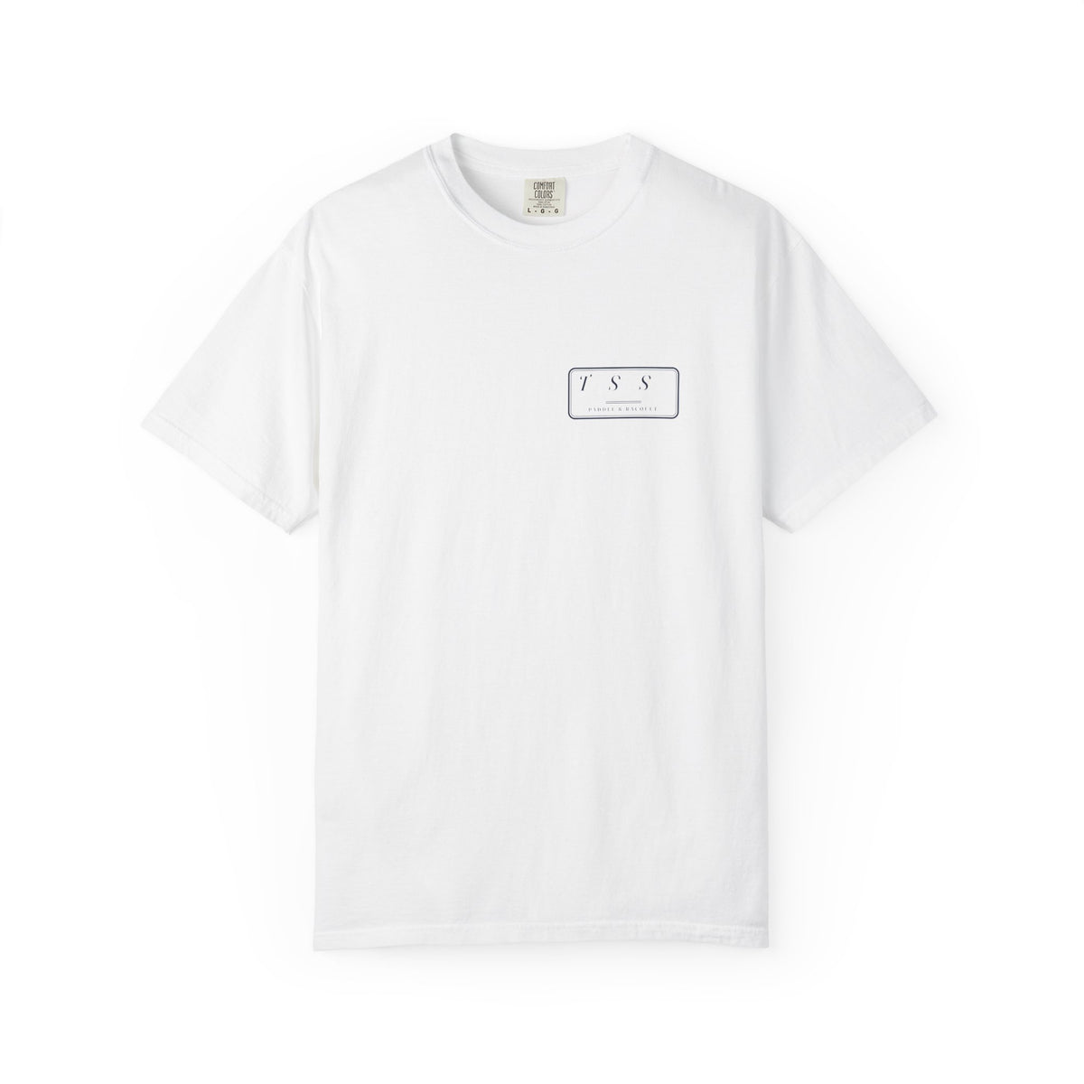 Monogram Shield Tee in White, front view