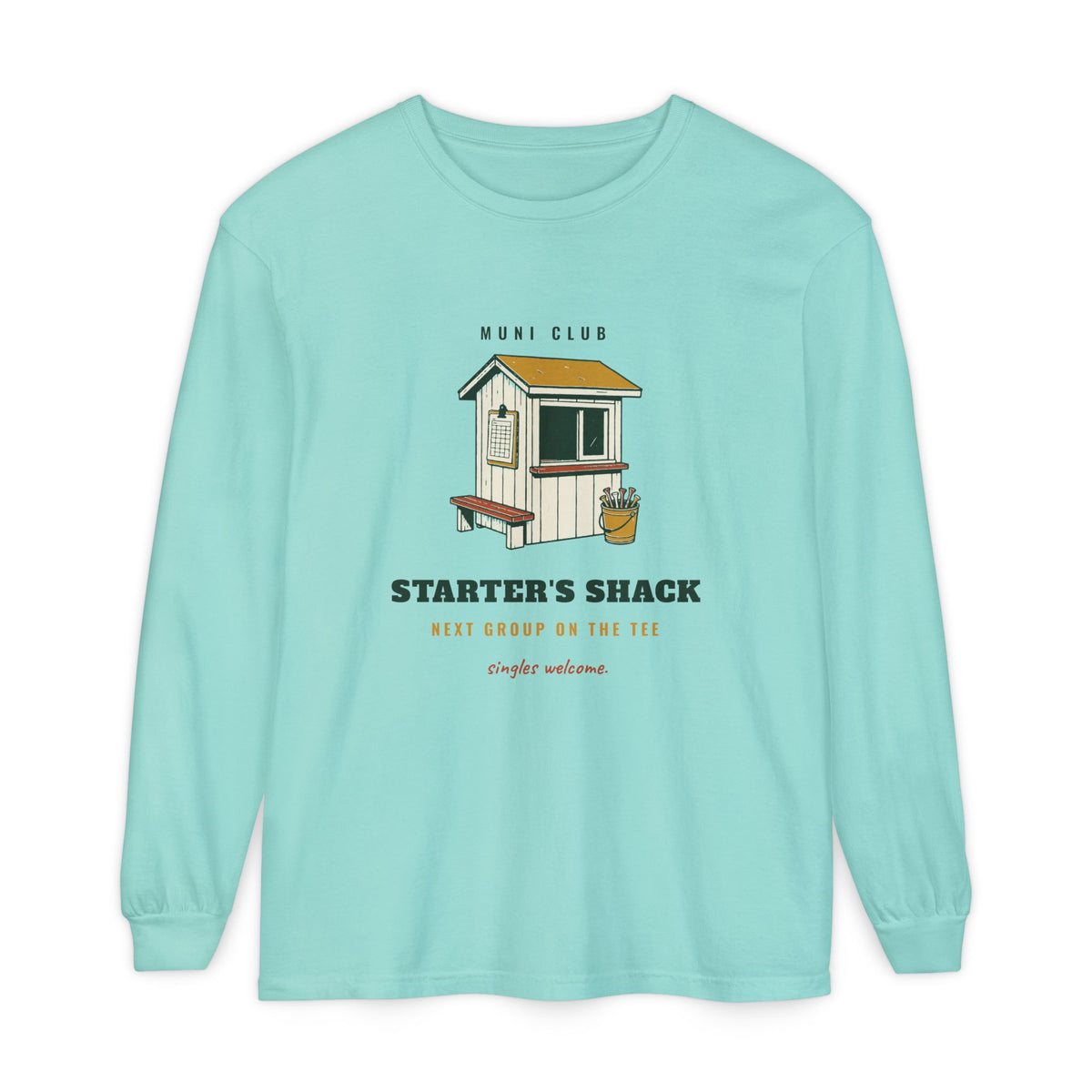 Starter's Shack Long Sleeve Tee in Chalky Mint, front view