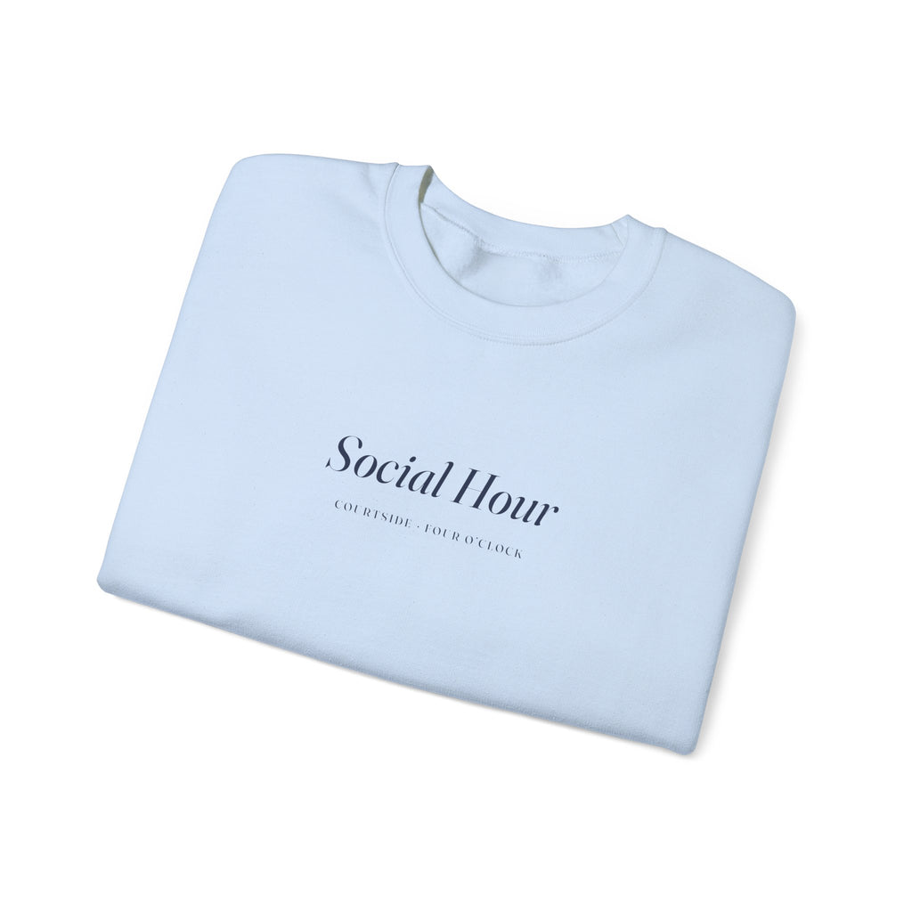 Social Hour Crewneck in Light Blue, folded