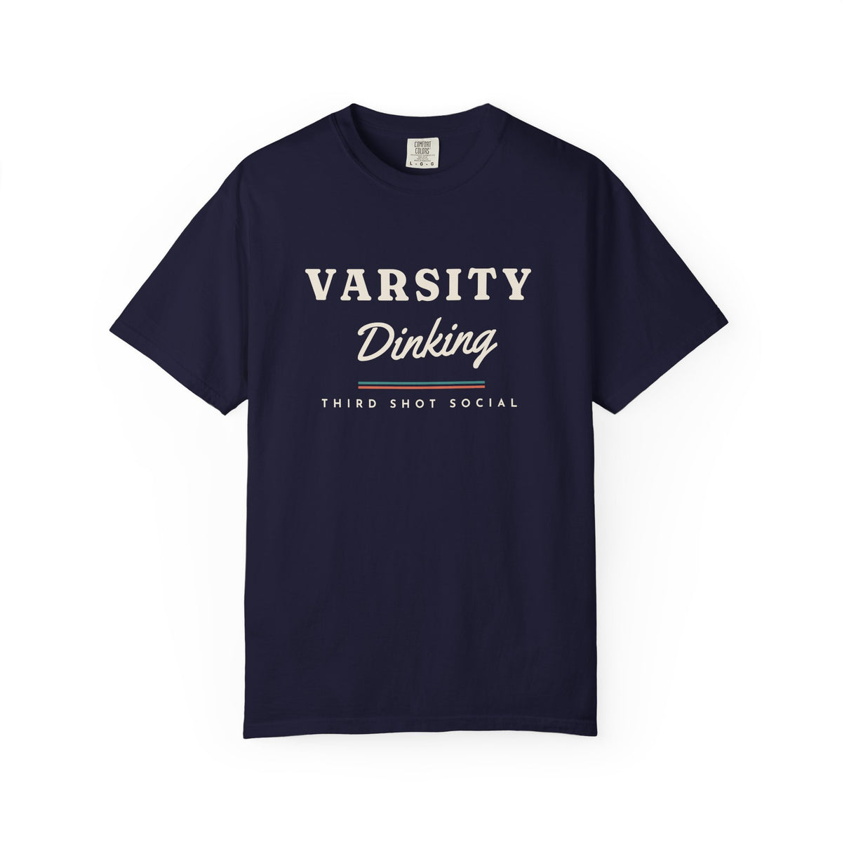 Varsity Dinking Tee in True Navy, front view