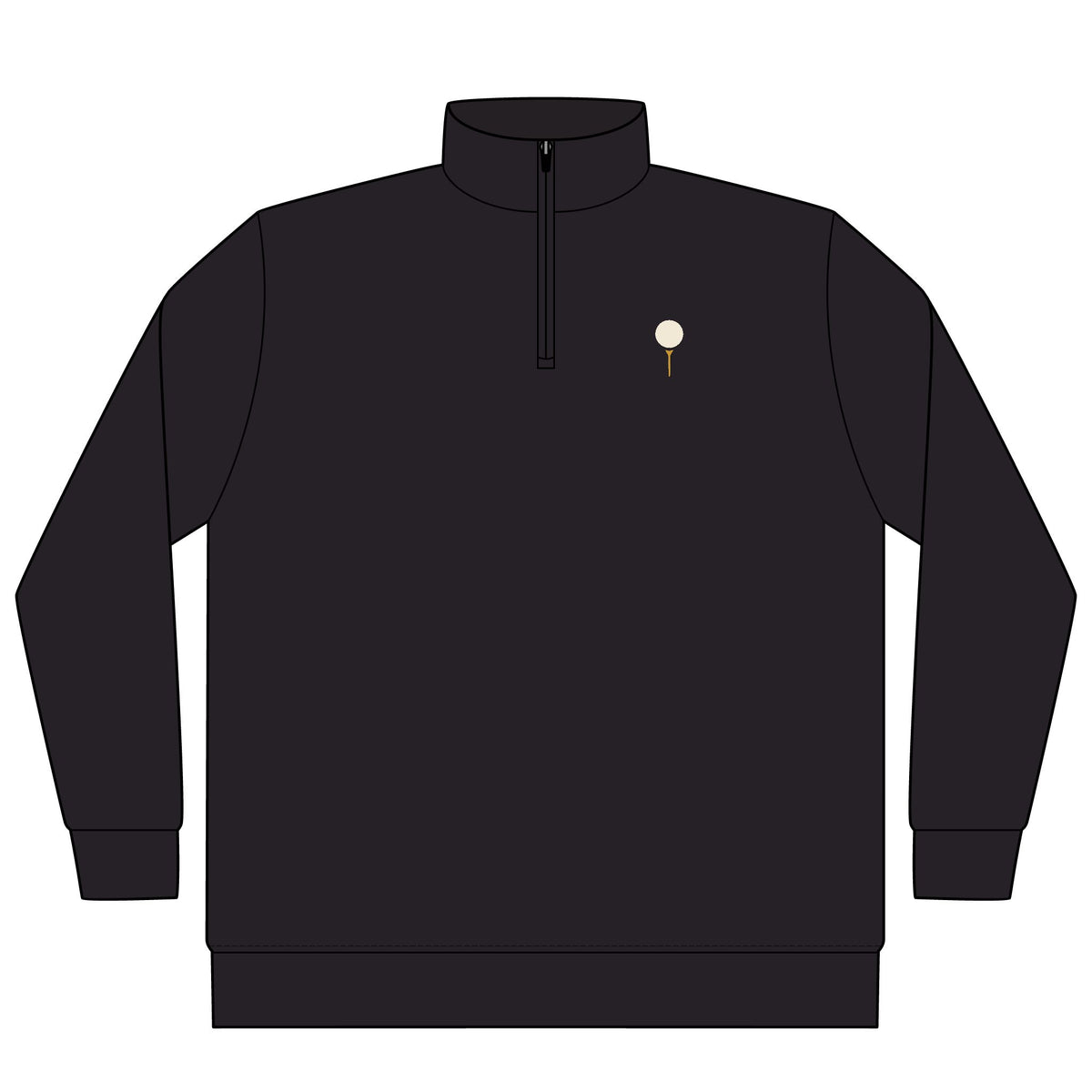 Tee & Ball Quarter-Zip in Black, front view
